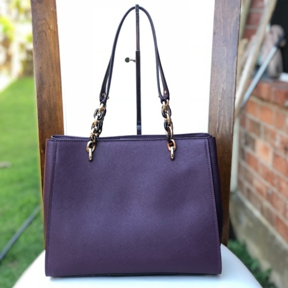 NWT Michael Kors Large Sophia Damson Tote Handbag - Picture 6 of 8